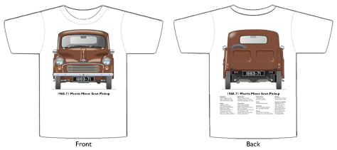 Morris Minor 8cwt Pickup 1968-70 T-shirt Front & Back
